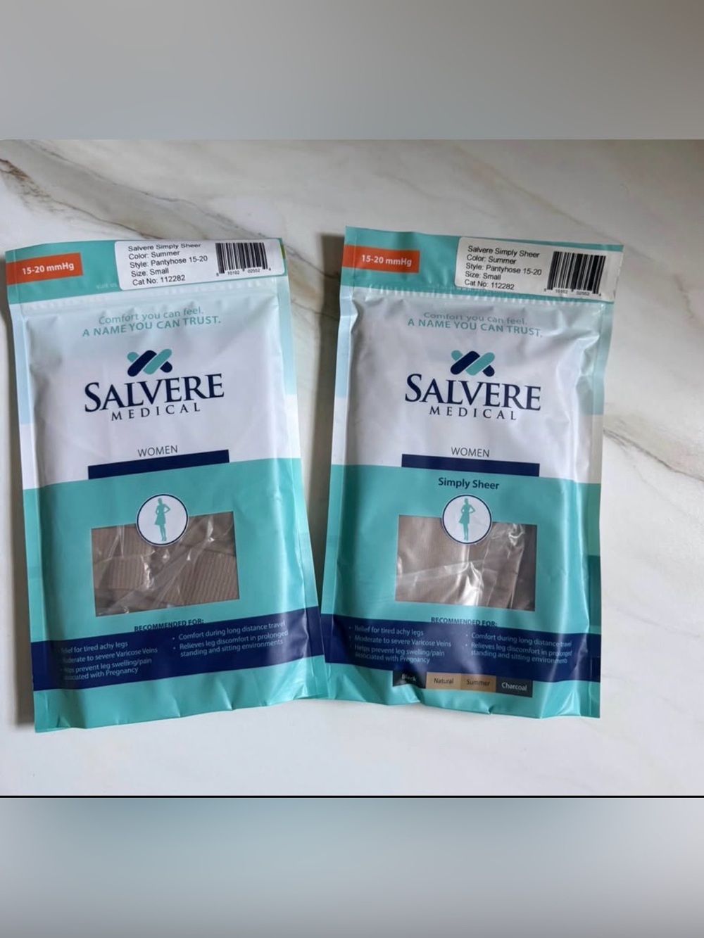 New! Salvere Medical Women Simply Sheer Compression pantyhose. 2 pair